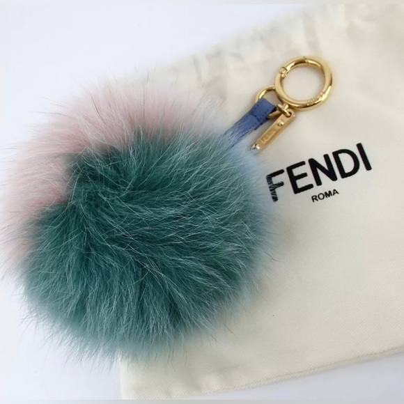 FENDI Tricolor Fox Fur Pom Pom Keychain/ Bag Charm 😍🔥 - Picture 3 of 10